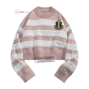 OES Ordre de l'étoile de l'Est Pull en tricot à motif tissé de couleur unie personnalisé pour femmes Sweatshirts à col rond en laine - Product Image 5