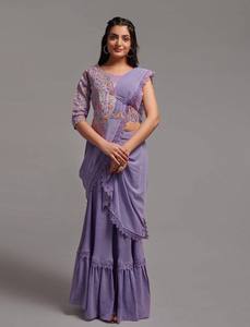 Sari de Fiesta de Diseñador 2024 para Adultos, Excelente Calidad, Bordado, Estilo Pakistaní, Seda Georgette India, Colores Impresionantes - Product Image 4