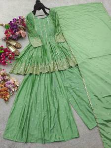 Lanzamiento del Nuevo Diseño de Ropa Listo para Usar Cinon Silk Kediya & Sarara & Dupatta - Product Image 5