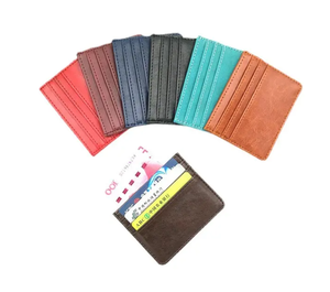 Custom High Quality Short Length Men's Crazy Horse Genuine Leather Card Holder <b>Wallet</b> Lightweight Mini <b>Smart</b> Slim Pocket - Product Image 2
