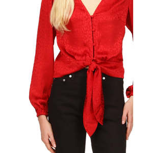 Top con Stampa Animalier Jacquard Rosso per Donna Michael Kors, Taglia Piccola, Abbigliamento Casual - Product Image 3
