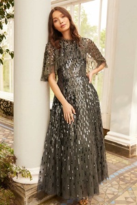 Robes longues de soirée pour femmes, nouvelle mode, avec des perles et des paillettes grises, robes de soirée longues en cristal - Product Image 4