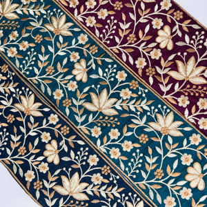 ลูกไม้ปักผ้าทูลคอตตอนทำด้วยมือสำหรับชุดแต่งงานสุดหรูสไตล์พื้นเมืองจากอินเดีย - Product Image 2