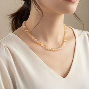 Collar de Plata de Ley Ajustable Hecho a Mano con Cuentas de Citrino en Forma de Pepitas, Chapado en Oro y Rodio, Certificado IGI, 16-18 Pulgadas - Product Image 6