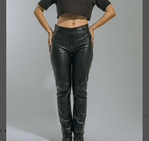 2023 OEM, venta al por mayor, pantalones de cuero genuino para mujer, pantalones transpirables, pantalones de moda a prueba de viento, todos los colores, fabricante de ropa - Product Image 5