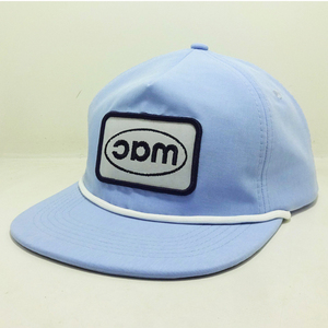 Gorras de Cuerda con Logotipo Bordado y Tejido, Visera Plana, Color Azul Claro, Forma de Gorra, Cierre Ajustable de Una Sola Fila con Broche, Unisex - Product Image 2