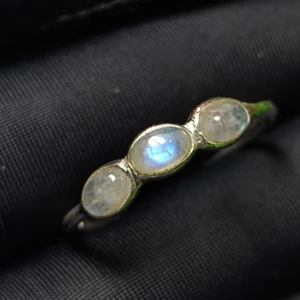 Anillo fino de Plata de Ley 925 con piedra lunar arcoíris Natural, ajuste de bisel de 1,15 gramos, chapado en rodio para aniversario o regalo - Product Image 6
