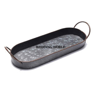 ถาดเสิร์ฟชุบสังกะสีทำด้วยมือทรงรีถาดเสิร์ฟโลหะสำหรับร้านอาหารหรูหราดีไซน์เนอร์ขายส่ง - Product Image 1