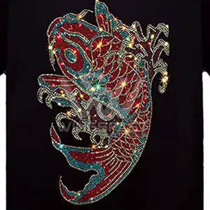 Vêtements de mode 100% coton coupe ample imprimé strass T-Shirt pour hommes nouveau Design hommes strass T-Shirts - Product Image 6