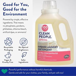Clean People Eco-Friendly <b>Liquid</b> Laundry Detergent Spring Scent, 50 fl oz , 100 Loads - Product Image 3