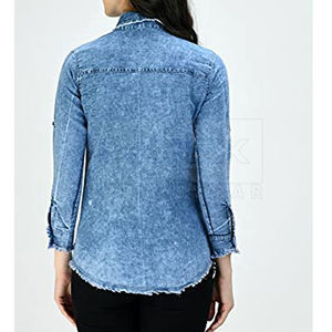 Camisa Vaquera a Cuadros Informal de Invierno para Mujer, con Logotipo en la Parte Delantera, Versátil, Cómoda y Elegante para el Uso Diario y la Moda Urbana - Product Image 2