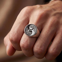 Bague Chevalière Massif Personnalisée pour Homme en Acier Inoxydable 316L Plaqué Or PVD 14k 18k, Anti-ternissement, Vente en Gros