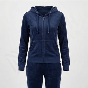 Conjunto Deportivo de Terciopelo para Mujer, Proveedor Mayorista, Chaqueta con Capucha y Cremallera, Pantalones, Conjunto Completo, Terciopelo Suave, Informal, para Gimnasio y Actividades - Product Image 1
