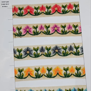 Garniture en dentelle brodée florale colorée pour mariage Textiles de maison élégants bricolage artisanat vêtements décoration Style de fleur - Product Image 1