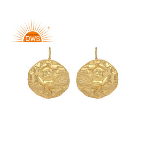 Pendientes colgantes redondos chapados en oro de 18 quilates de plata de ley más vendidos, fabricante de joyería fina Demi - Product Image 1