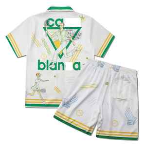 Ensemble 2 pièces d'été pour homme en coton respirant de haute qualité, chemise et short, imprimé personnalisé, manches courtes, boutonnage CASA - Product Image 6