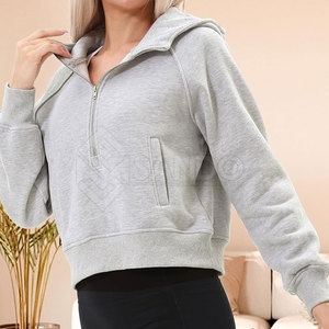เสื้อฮู้ดสวมหัวมีซิปครึ่งเดียวผ้าฝ้าย100% สำหรับผู้หญิงเสื้อผ้าแนวสตรีทดีไซน์ใหม่มีปกเสื้อมีฮู้ดสำหรับฤดูหนาว - Product Image 3