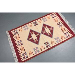 พรมตุรกี ขนาด 2.5x4.1 ฟุต สีเบจ ขอบสีเบจ ทำจากขนสัตว์ - Product Image 1