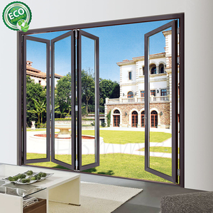 Aluminum Alloy Soundproof Bifold Doors Double Tempered Glass Foldable <b>Sliding</b> Exterior Doors for Hotels Villas 5 Year Warranty - Product Image 4