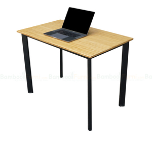 BFOB001-100x60cm Foldable Bamboo Oval <b>Desk</b> with Assembled Iron Legs <b>Computer</b> Table for Home Office - Product Image 6