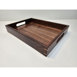 Plateau de service rectangulaire en bois fait main avec poignées pour servir des boissons ou des aliments - Product Image 1