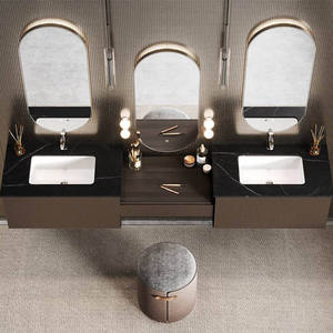 Set Moderno di Lusso HG con Specchio LED a Parete, Mobile Lavabo e Armadietto in Compensato per Bagno - Product Image 4