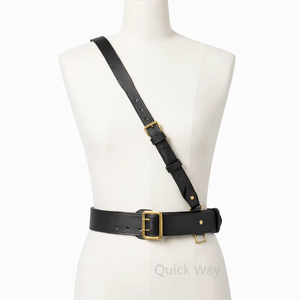 Ceinture en cuir style Sam Browne avec bandoulière, ceinture formelle noire pour cérémonie - Product Image 1