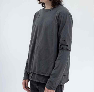 T-shirts à manches longues unisexe 100% coton T-shirt à col rond double couche personnalisé à motif de personnage Hauts à col rond pour hommes et femmes - Product Image 3