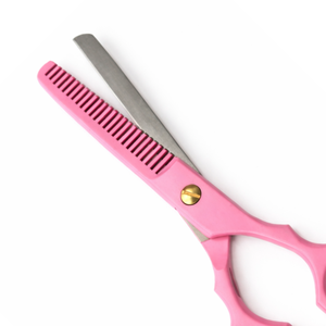 Ciseaux professionnels roses pour la retouche des cheveux – Ciseaux texturisants en acier inoxydable pour salon et barbier - Product Image 4