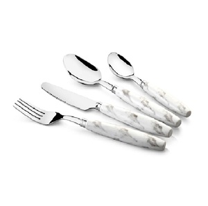 High Quality Mirror Polish Stainless Steel Multi-Functional Flatware <b>Set</b> Customized <b>Marble</b> Design Ceramic Handle <b>Dinner</b> - Product Image 4