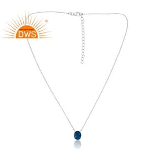 Última venta 925 Plata de Ley Natural Doublet Londres Topacio Azul cuarzo piedra preciosa colgante diseño personalizado joyería fabricante - Product Image 4