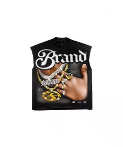 T-shirts personnalisés imprimés Hip Hop DTG de marque pour hommes vente en gros OEM 100% coton col rond T-shirts en coton pour hommes - Product Image 4