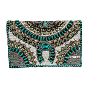 Bolso de mano de noche con cuentas blancas de almendra Bolso de fiesta de lentejuelas hecho a mano Bolso de novia de boda Mujeres y niñas - Product Image 4