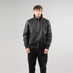 Chaqueta de Cuero Vacuno Negro para Hombre con Cuello de Piel - Product Image 5