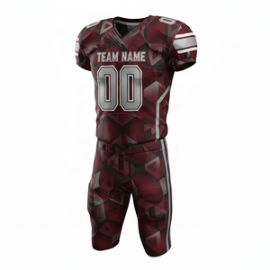 Ensemble complet d'uniformes de football américain personnalisés par sublimation, comprenant un maillot, un pantalon, vêtements de sport respirants personnalisés pour l'équipe, short - Product Image 5