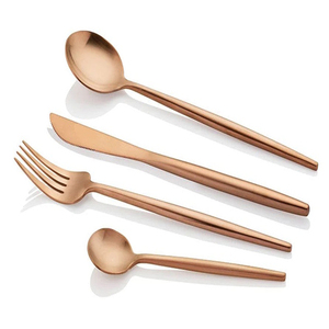 High-quality 18/10 stainless steel with a durable satin-brushed bronze finish for elegant modern dining - Product Image 2