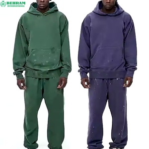 Survêtement unisexe en polaire 100 % polyester Behram International, délavé à l'acide, 450 GSM, effet vieilli, idéal pour l'hiver, décontracté, sur mesure, pour le jogging - Product Image 4