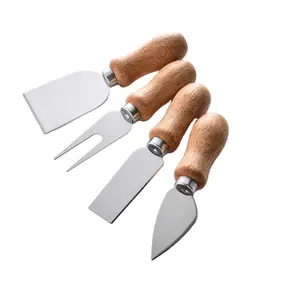 طقم 4 بوصة قابل لإعادة الاستخدام يشمل سكينة شبه قلب لنشر الجبن 2 شكل مستطيل لتقطيع ونشر شوكة واحدة
