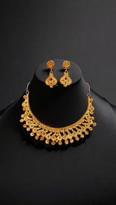 Conjunto de pendientes de collar de calidad superior con chapado en oro de 22K Diseño único Mujeres usan collar Pendientes Conjunto Joyería - Product Image 3