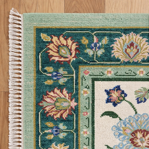 Alfombra Oushak Turca Tradicional Tejida a Mano, Ecológica, Acolchada, con Diseño Floral, para Sala de Estar, Camping, Oración - Product Image 3