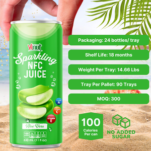 330ml espumoso Aloe Vera jugo bebida VINUT 24 latas por caja lata sin azúcar añadido no GMO OEM ODM personalizable muestra gratis - Product Image 3