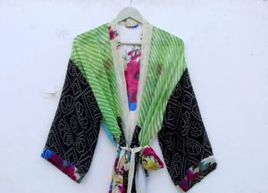 Chaqueta de Kimono de seda polivinílica de mezcla de seda Bata corta de seda polivinílica para mujer - Product Image 6