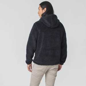 Venta al por mayor de las mujeres de lana pulóver con capucha de invierno negro Sherpa Sudadera con capucha OEM logotipo personalizado Casual prendas de vestir exteriores de las mujeres Top - Product Image 5