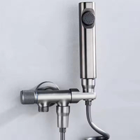 Vente flash : Kit de douche Shattaf gris canon avec tuyau de 1,2 m et robinet mélangeur à eau froide, support pour salle de bain, toilettes, bidet