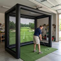 Tente de simulation de golf gonflable portable avec pompe à air pour l'entraînement en intérieur/extérieur/garage/bureau - 1,5(L)x3,5(l)x2,8(H)m