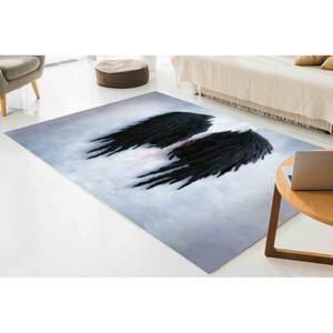 Alfombra Black Wings: Diseño de ángel abstracto, decoración moderna para el hogar, alfombra impresa, alfombra delgada no tejida - Product Image 5