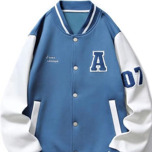 Veste de baseball polyvalente Letterman pour homme avec manches en cuir d'hiver et laine avec logo sur le devant-pour l'hiver - Product Image 1