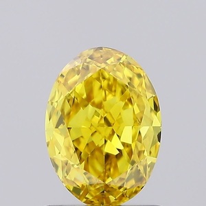 1Ct Ovale Taille Fancy Vivid Yellow Lab Grown Diamond VVS2 Clarity for Engagement Ring IGI Certified Loose Jewel - Product Image 1