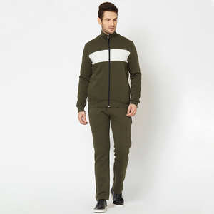 Chándal de gimnasio de dos piezas con diseño personalizado para hombre, conjunto de ropa deportiva con cremallera para entrenamiento físico o correr - Product Image 1