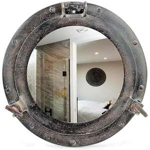 Fenêtre de hublot en laiton durable miroir en verre nautique forme arrondie solide avec charnière décor à la maison inspiré des fournitures marines de basse - Product Image 6